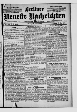 Berliner Neueste Nachrichten vom 25.02.1907