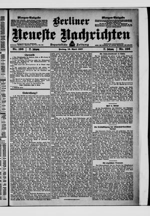 Berliner Neueste Nachrichten vom 19.04.1907