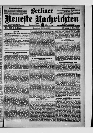 Berliner Neueste Nachrichten vom 27.04.1907