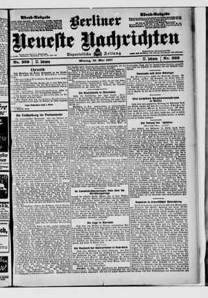 Berliner neueste Nachrichten on May 13, 1907
