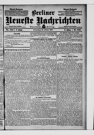 Berliner Neueste Nachrichten vom 24.10.1907