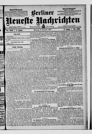 Berliner Neueste Nachrichten vom 09.12.1907