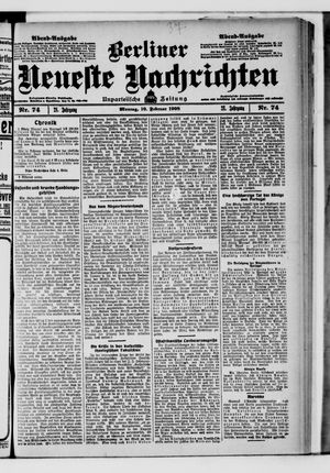 Berliner neueste Nachrichten vom 10.02.1908