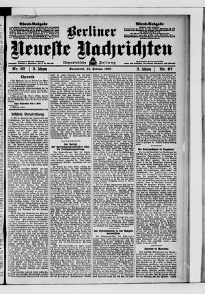 Berliner Neueste Nachrichten on Feb 22, 1908