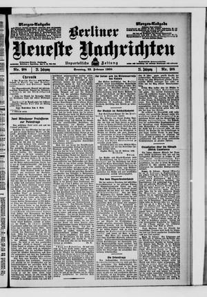 Berliner neueste Nachrichten vom 23.02.1908