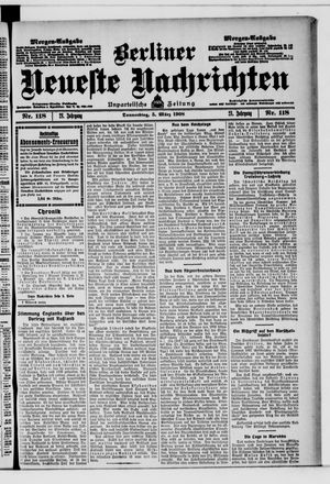 Berliner neueste Nachrichten vom 05.03.1908