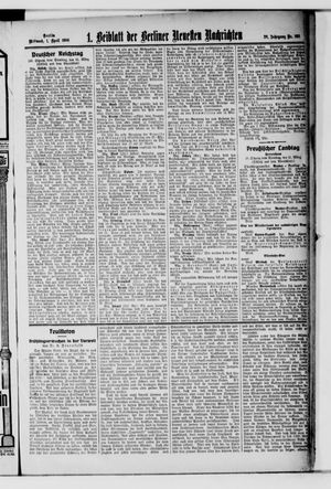 Berliner neueste Nachrichten on Apr 1, 1908
