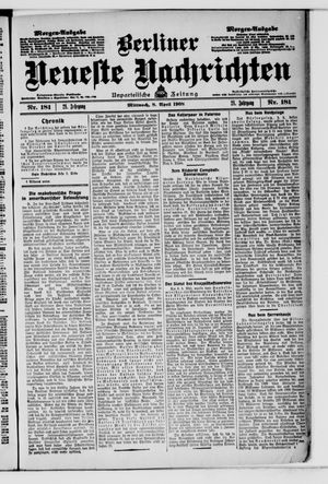 Berliner neueste Nachrichten vom 08.04.1908