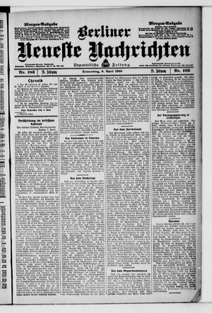 Berliner neueste Nachrichten on Apr 9, 1908