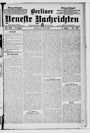 Berliner neueste Nachrichten vom 21.04.1908