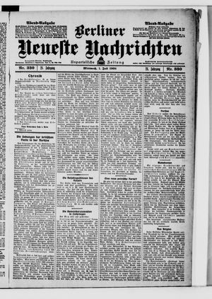 Berliner Neueste Nachrichten vom 01.07.1908