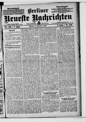 Berliner Neueste Nachrichten on Sep 14, 1908