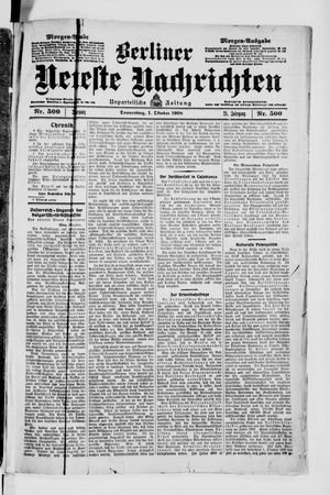 Berliner Neueste Nachrichten on Oct 1, 1908