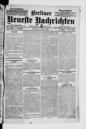 Berliner Neueste Nachrichten vom 03.10.1908