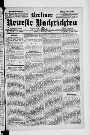 Berliner Neueste Nachrichten vom 01.11.1908