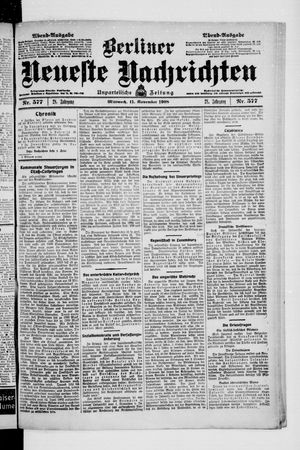 Berliner Neueste Nachrichten vom 11.11.1908