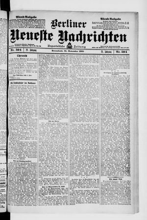Berliner Neueste Nachrichten vom 21.11.1908