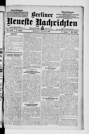 Berliner Neueste Nachrichten vom 02.12.1908