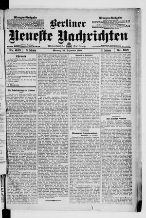 Berliner Neueste Nachrichten vom 21.12.1908