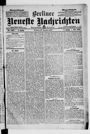 Berliner Neueste Nachrichten vom 22.12.1908