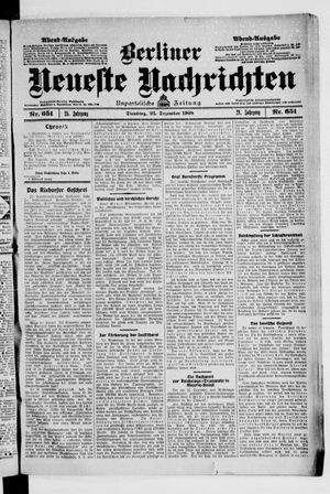 Berliner Neueste Nachrichten on Dec 22, 1908