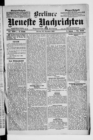 Berliner Neueste Nachrichten vom 25.12.1908