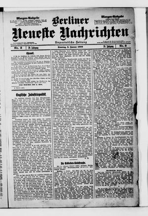 Berliner neueste Nachrichten vom 03.01.1909