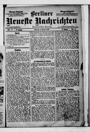 Berliner neueste Nachrichten vom 04.01.1909