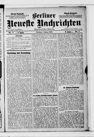 Berliner neueste Nachrichten vom 05.01.1909