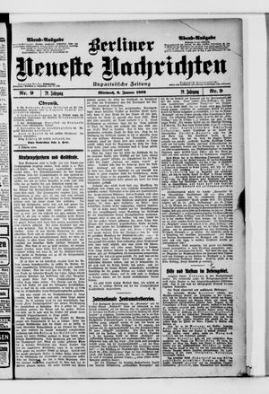 Berliner neueste Nachrichten vom 06.01.1909
