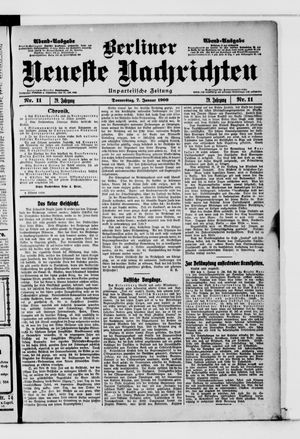 Berliner neueste Nachrichten vom 07.01.1909