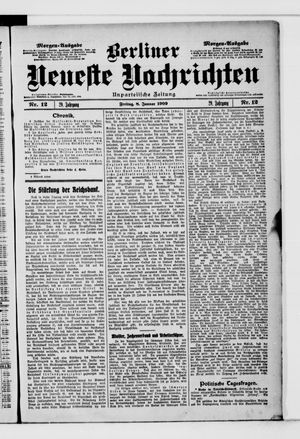 Berliner neueste Nachrichten vom 08.01.1909
