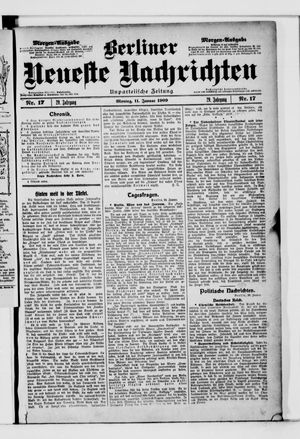 Berliner neueste Nachrichten vom 11.01.1909