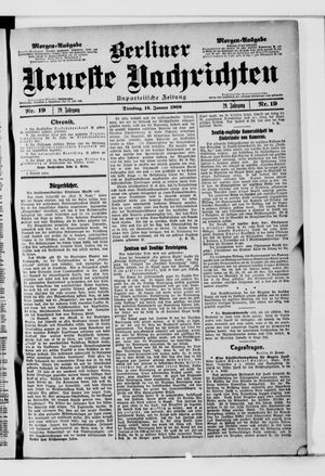 Berliner neueste Nachrichten on Jan 12, 1909