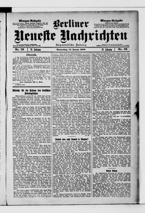 Berliner neueste Nachrichten vom 14.01.1909