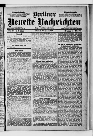Berliner neueste Nachrichten vom 20.01.1909