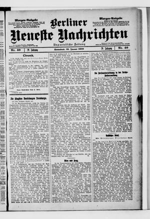 Berliner neueste Nachrichten vom 23.01.1909