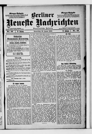 Berliner neueste Nachrichten vom 28.01.1909