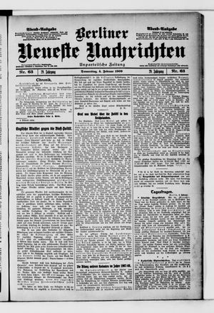 Berliner neueste Nachrichten vom 04.02.1909