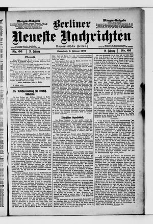 Berliner neueste Nachrichten on Feb 6, 1909