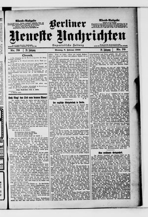 Berliner neueste Nachrichten vom 08.02.1909