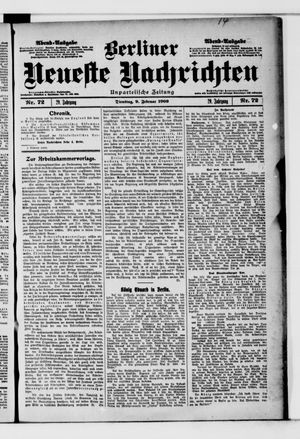 Berliner Neueste Nachrichten vom 09.02.1909