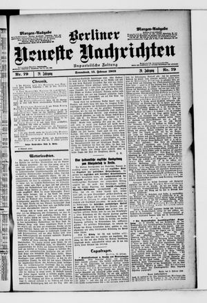 Berliner neueste Nachrichten vom 13.02.1909