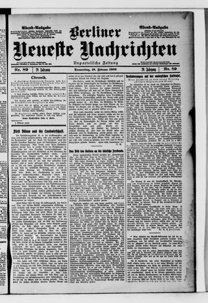Berliner neueste Nachrichten vom 18.02.1909