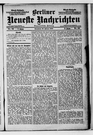 Berliner neueste Nachrichten vom 20.02.1909