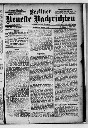 Berliner neueste Nachrichten vom 22.02.1909