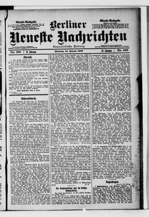 Berliner Neueste Nachrichten vom 24.02.1909