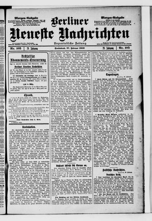 Berliner neueste Nachrichten vom 27.02.1909