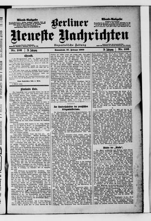 Berliner Neueste Nachrichten vom 27.02.1909
