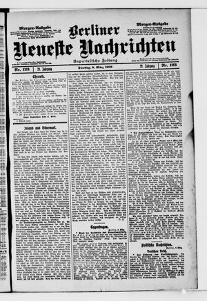 Berliner Neueste Nachrichten vom 09.03.1909